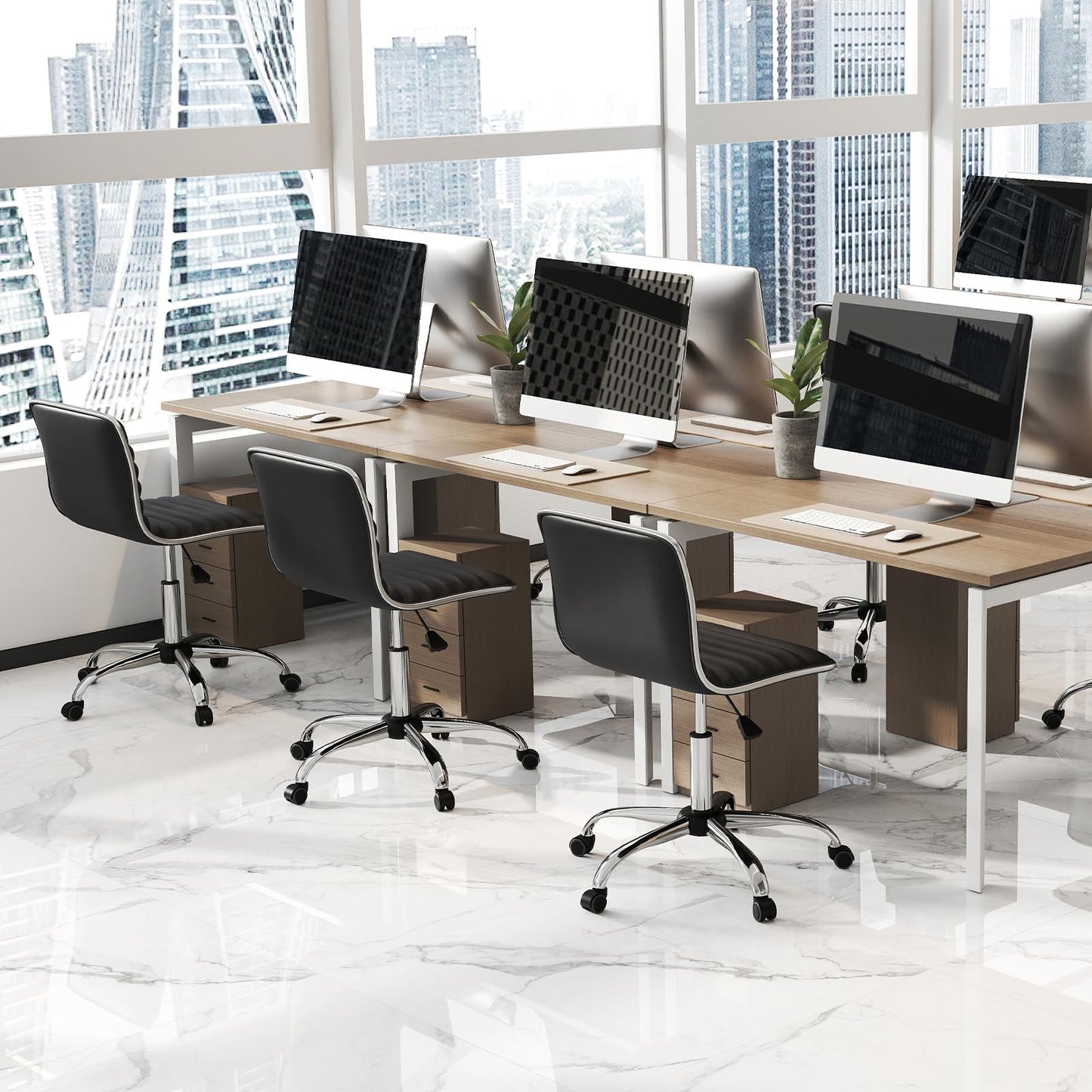 Adjustable Office Chair with Swivel Seat and Universal Wheels