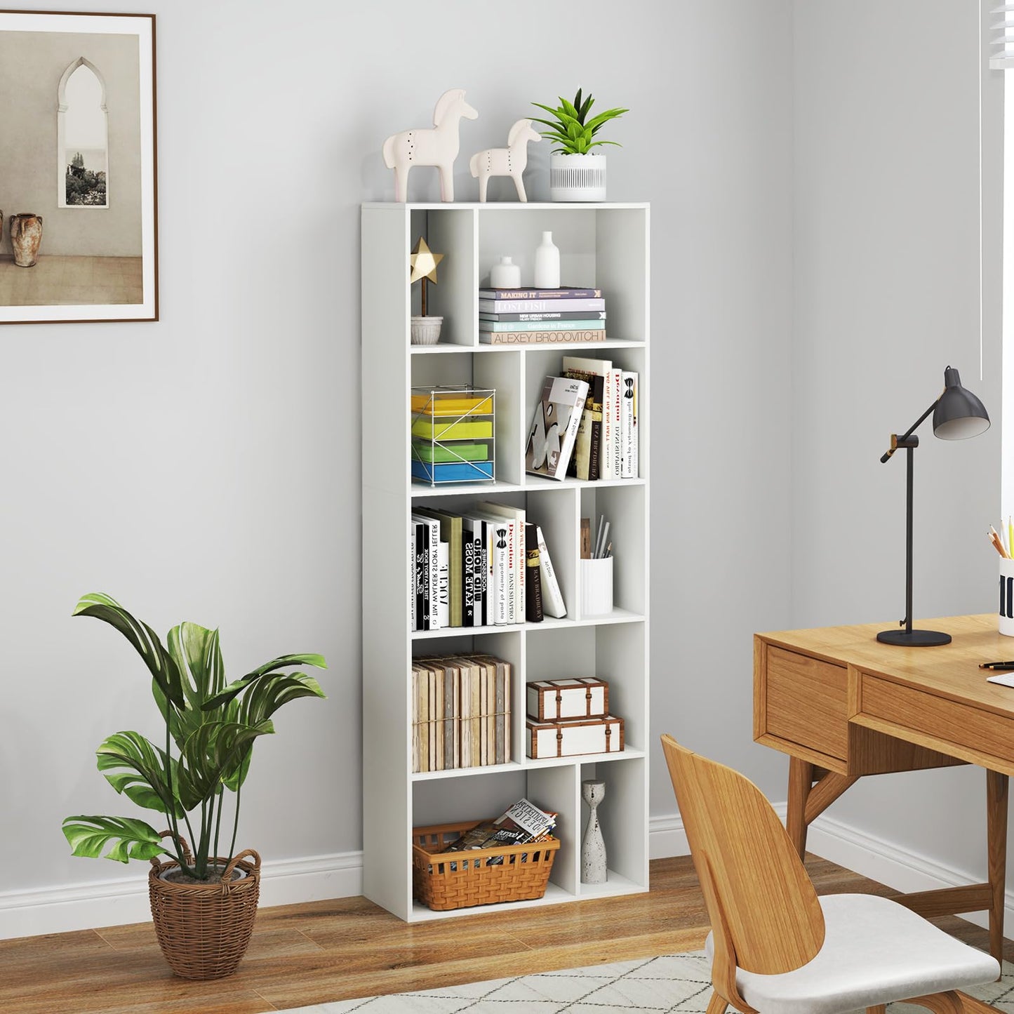 Wood 5-tier Bookshelf Bookcase Home Organizer Display Shelf