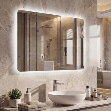 Bathroom Mirror with LED Lights, Anti-Fog Illuminated Wall Mounted Vanity Mirror