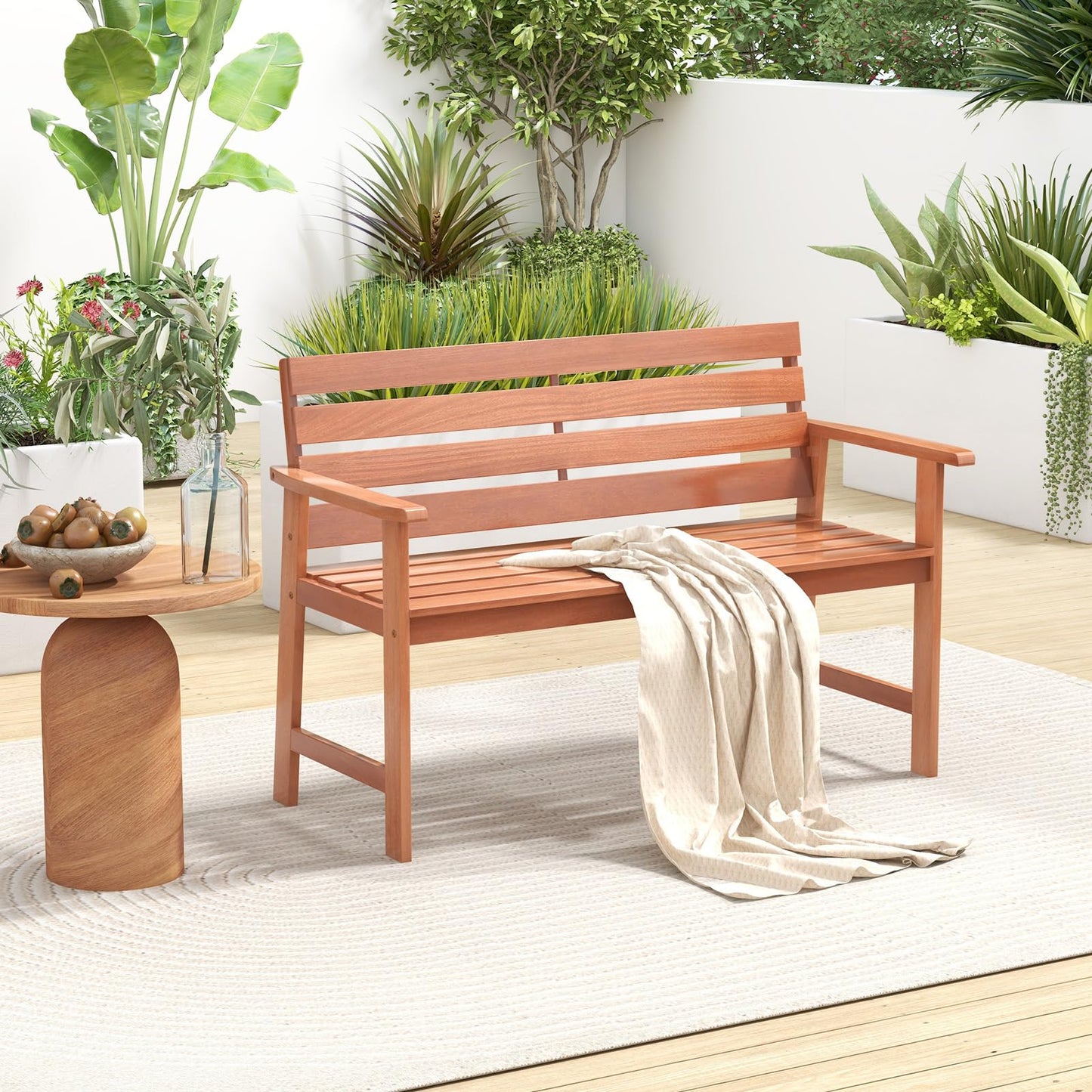 2-Seater Hardwood Ergonomic Garden Bench
