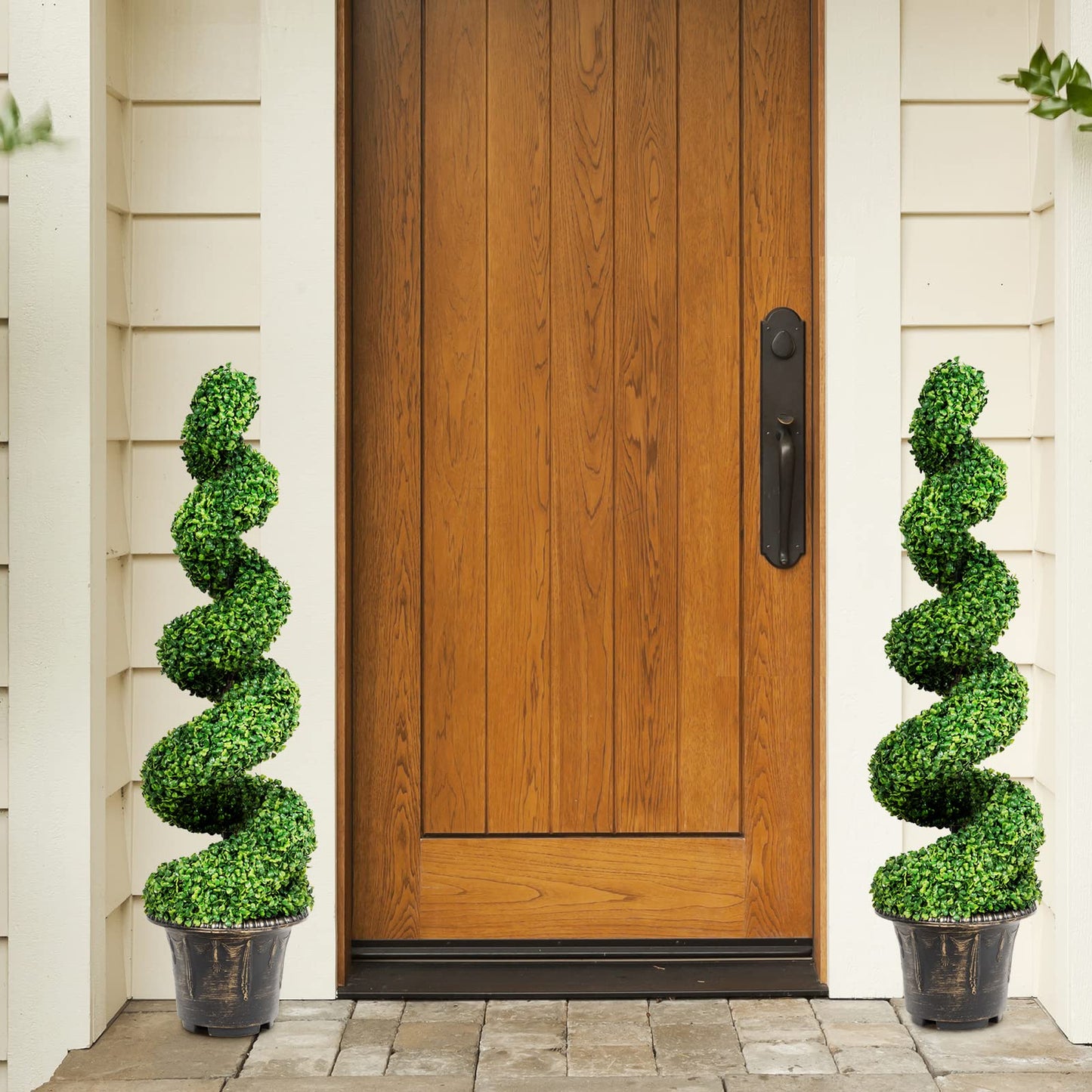 120cm Greenery Faux Boxwood Spiral Plant with Realistic Leaves and Pot