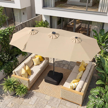 4m Double Sided Garden Parasol, Extra Large Outdoor Sun Umbrella