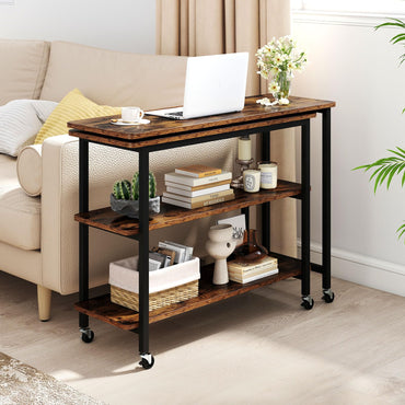 360° Free Rotating Sofa Side Table with Swivel and Sliding Tabletop