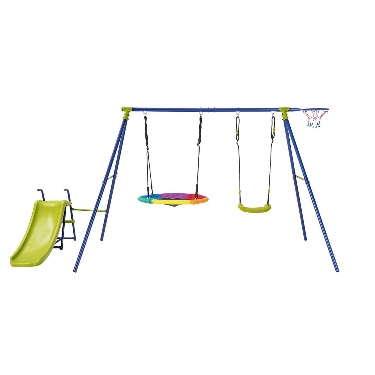 4-in-1 Kids Metal Swing Stand with Double Swings