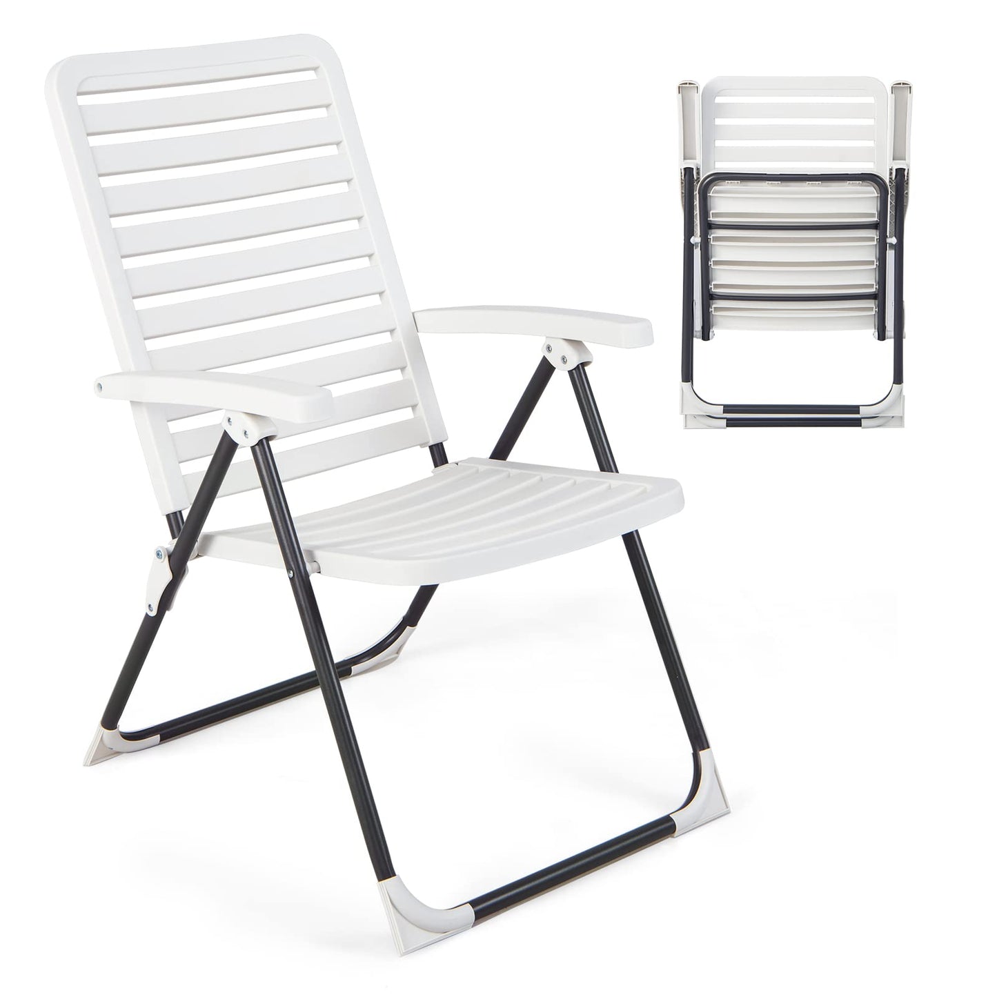 Two-fold Adjustable Reclining Folding Chair with 7-Level Backrest