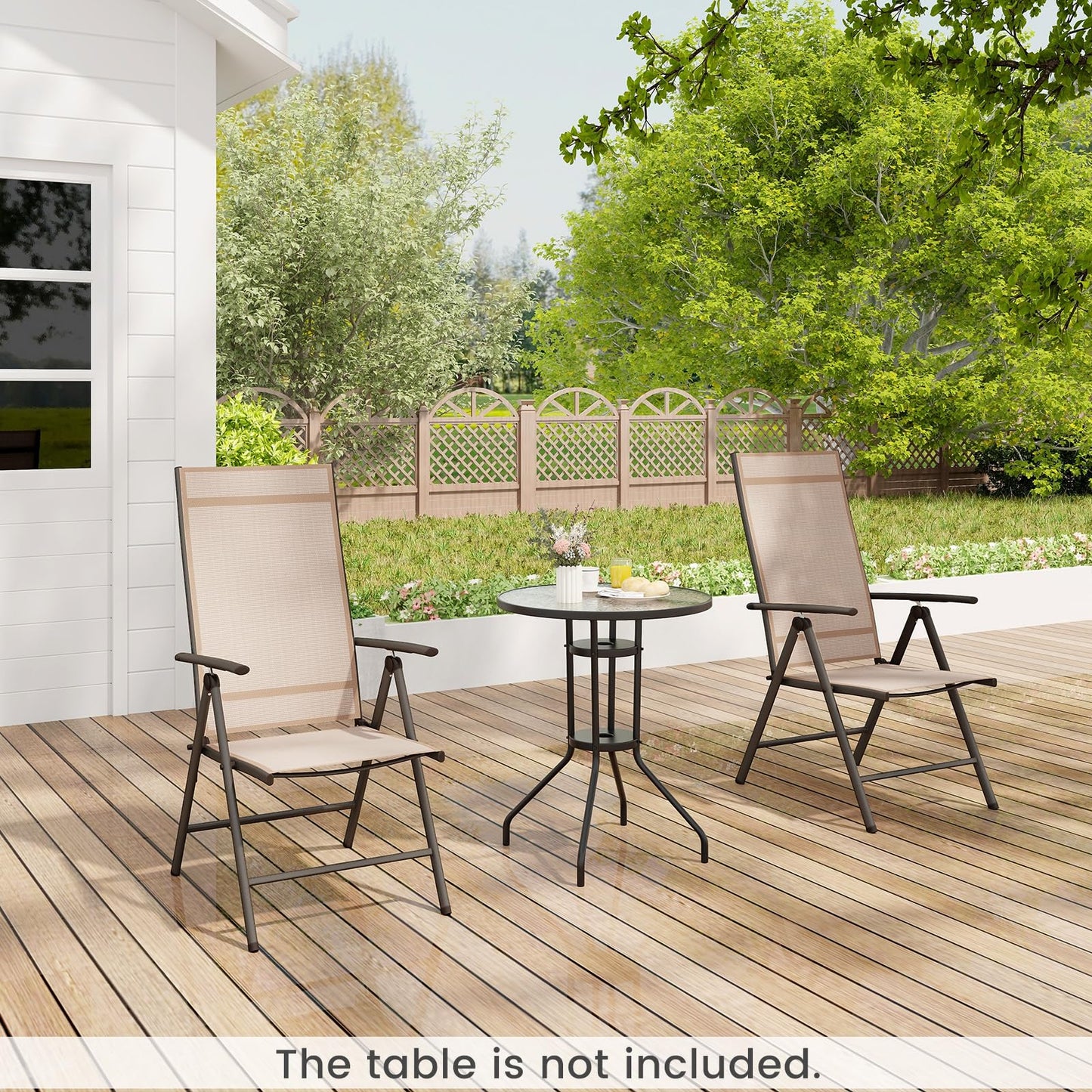 Patio Folding Dining Chairs Outdoor Sling Chairs with 7-Level Adjustable High Backrest