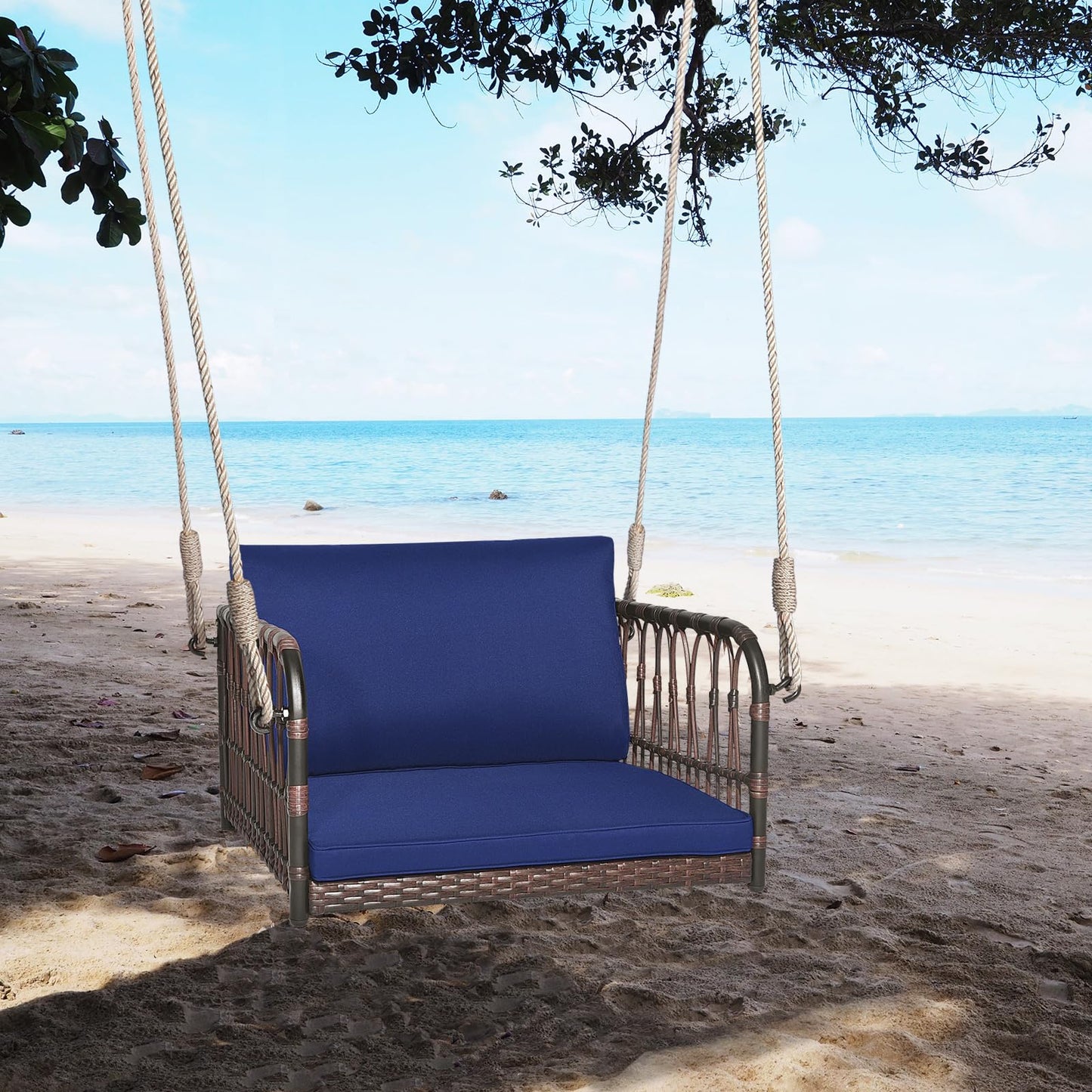 Patio Porch Swing Chair with Back and Seat Cushion for Patio Balcony Backyard