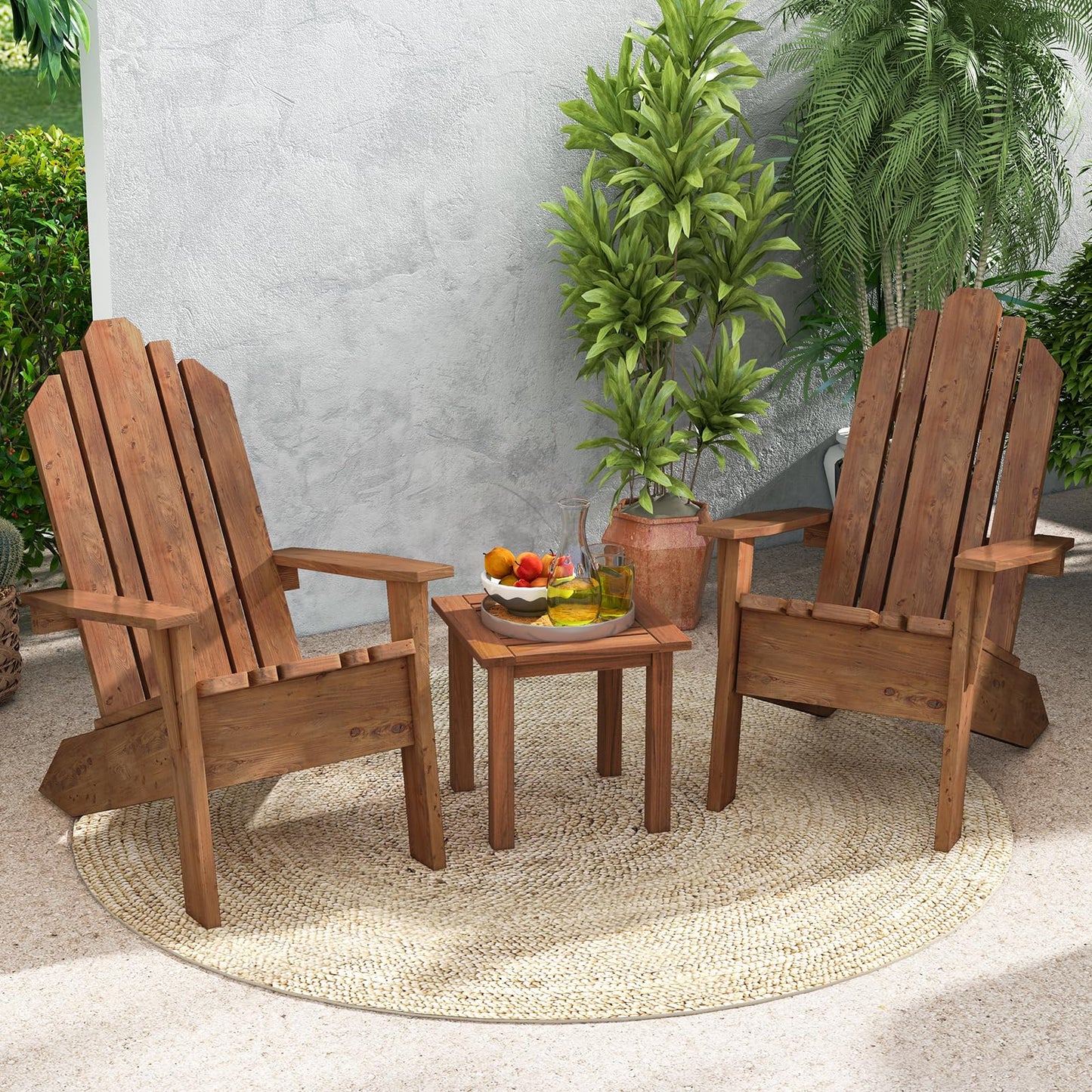All-Weather Hardwood Small Coffee Table with Slatted Top