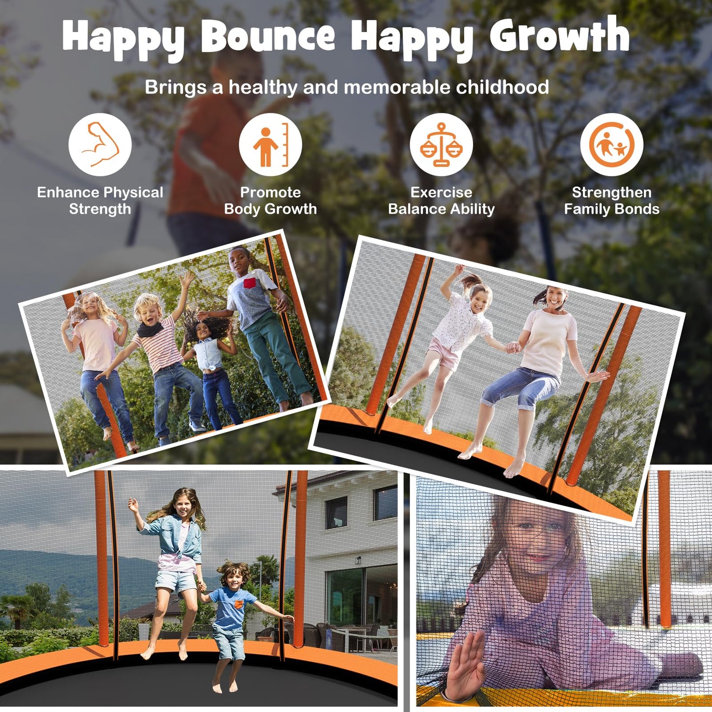 10FT Round Trampolines with Safety Enclosure Net