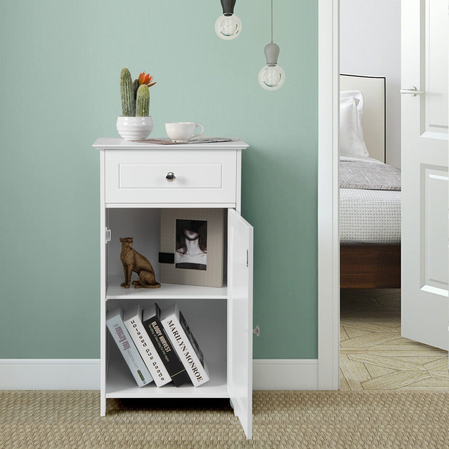 Bathroom Floor Cabinet, Freestanding Storage Cupboard with Drawer
