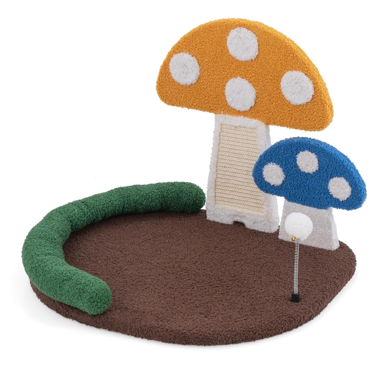 Mushroom Cat Bed with Wide Large Platform and Sisal Scratching Panel