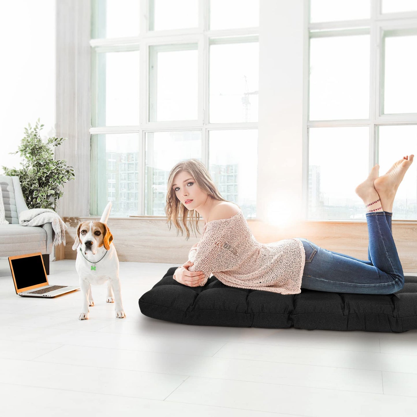 14-Positions Adjustable Lazy Floor Sofa Bed