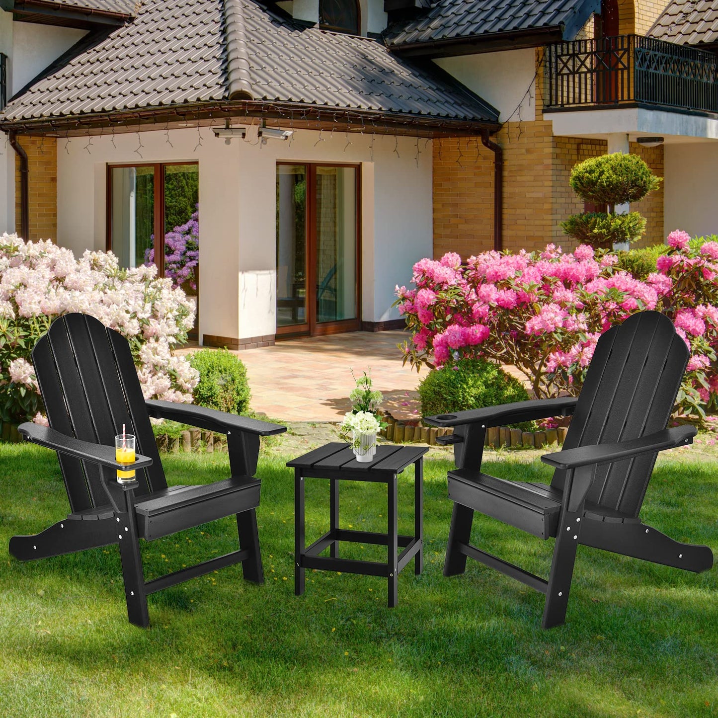 Weather Resistant Adirondack Chair with Built-in Cup Holder