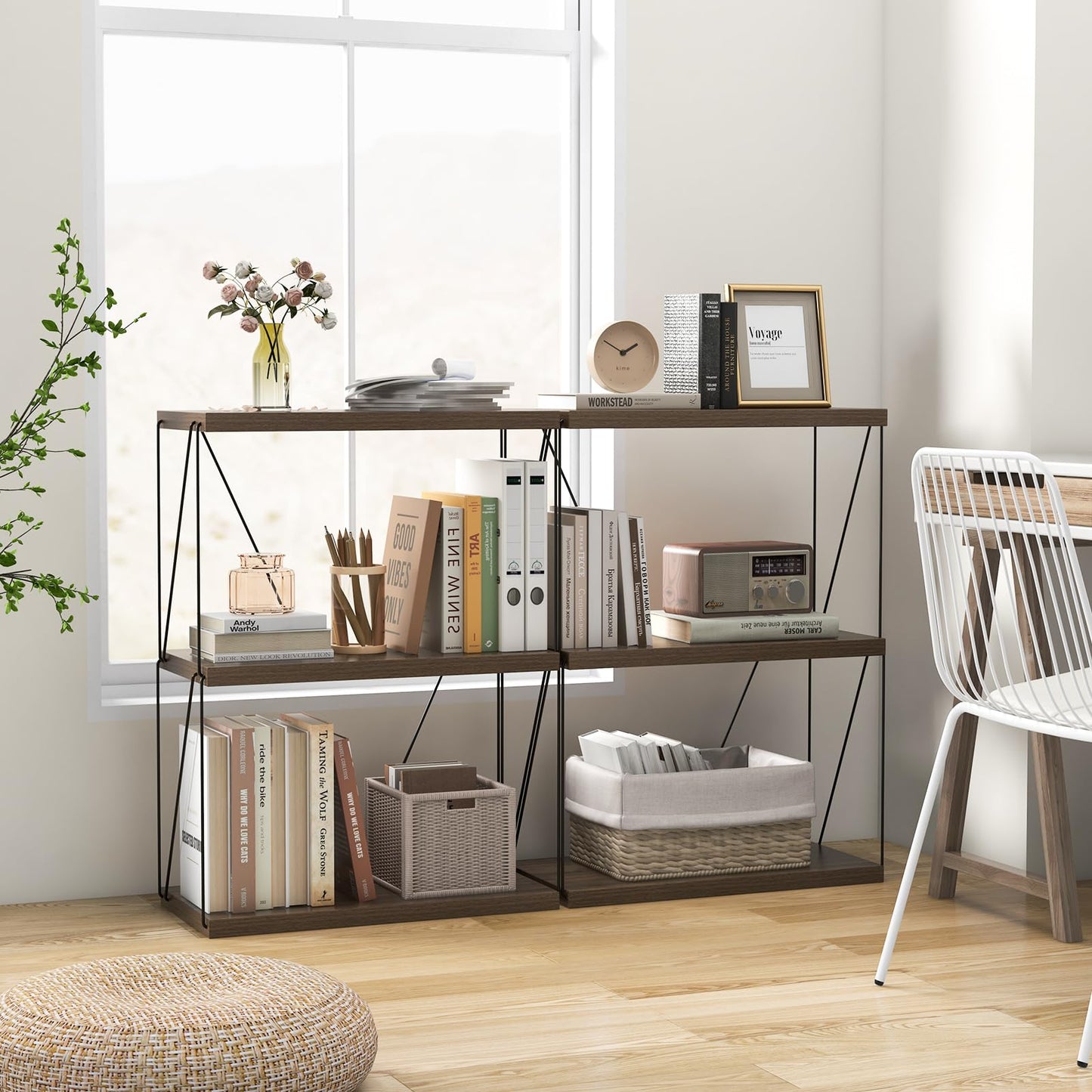 3-Tier Multipurpose Display Rack with Metal Frame for Living Room Home Office