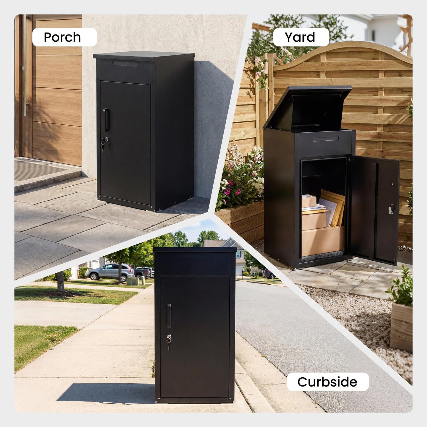 Lockable Package Delivery Box for Outside, Large Galvanized Steel Mailbox