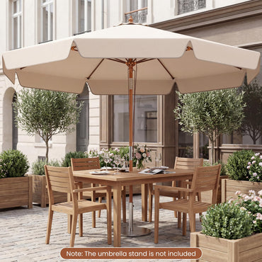 300 cm Scalloped Patio Umbrella Market Table Umbrella with Push Button Tilt