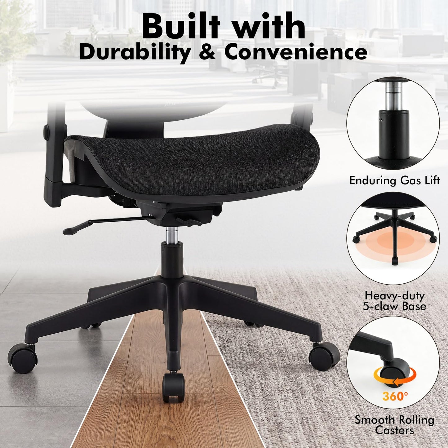 Ergonomic Office Chair, High Back Swivel Mesh Computer Desk Chair