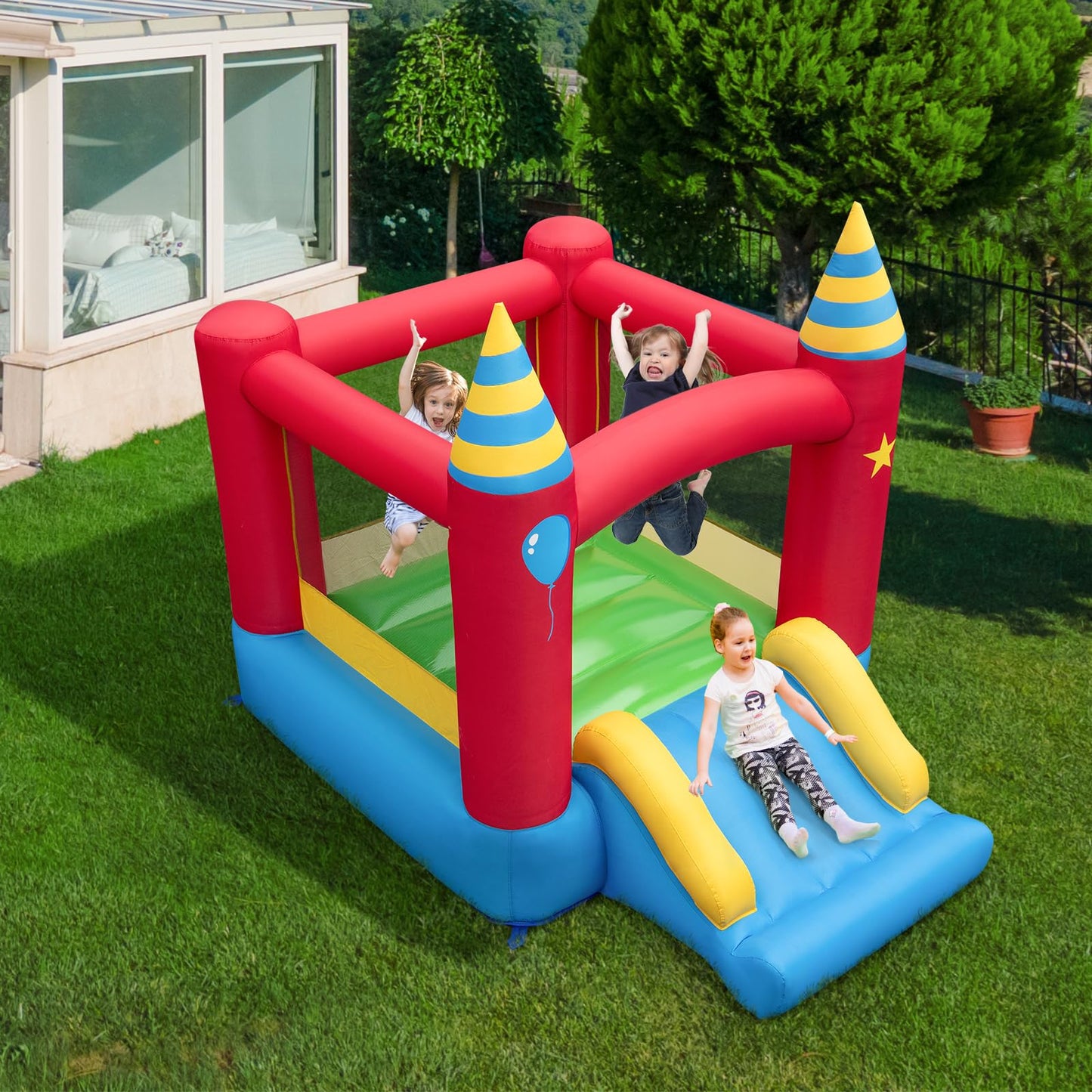 Inflatable Bounce House with Slide and Carry Bag without blower