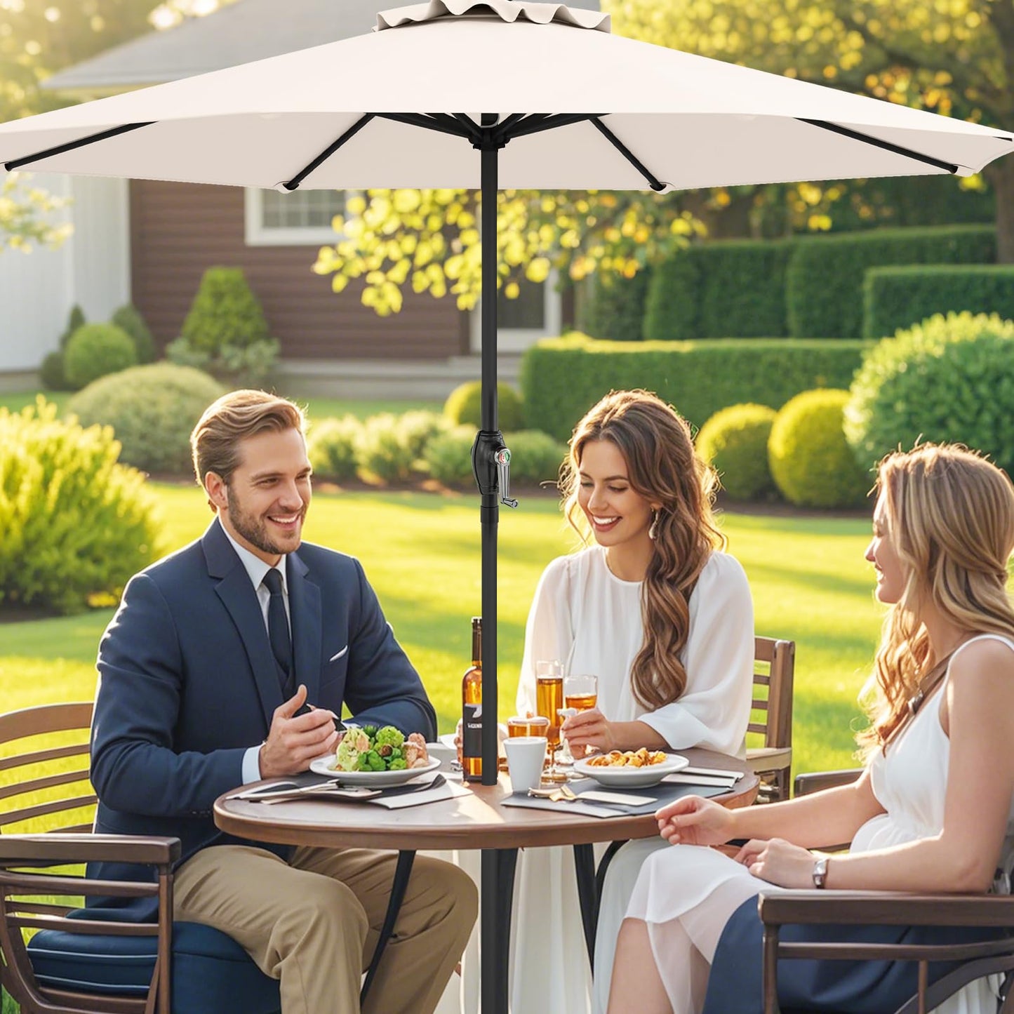 2.5M Heavy Duty Patio Umbrella with Crank Handle