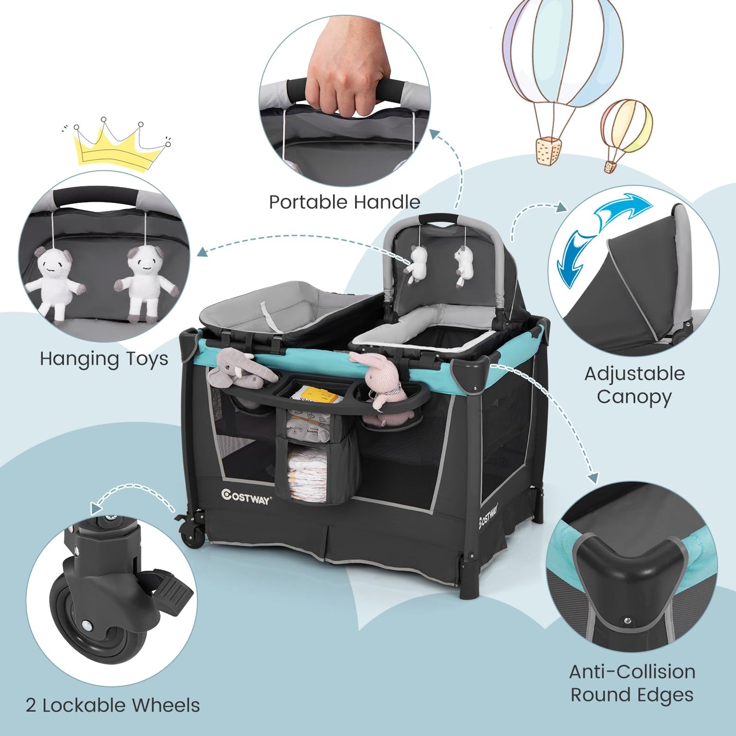Portable Baby Bed Playard with Bassinet