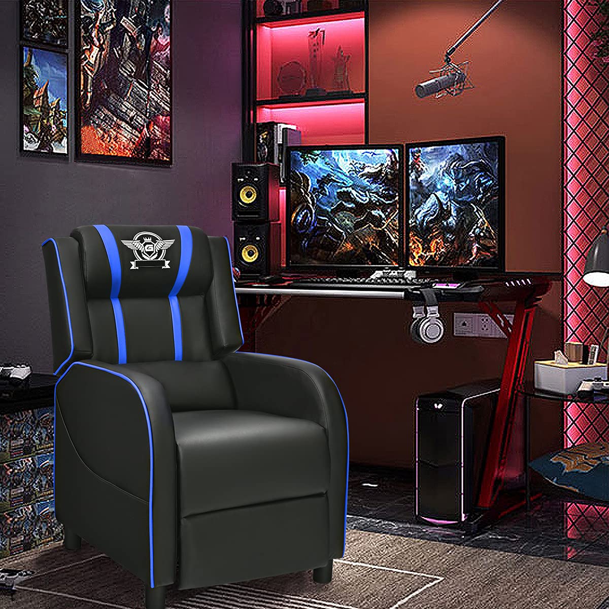 Adjustable Gaming Chair with Footrest Headrest and Lumbar Support