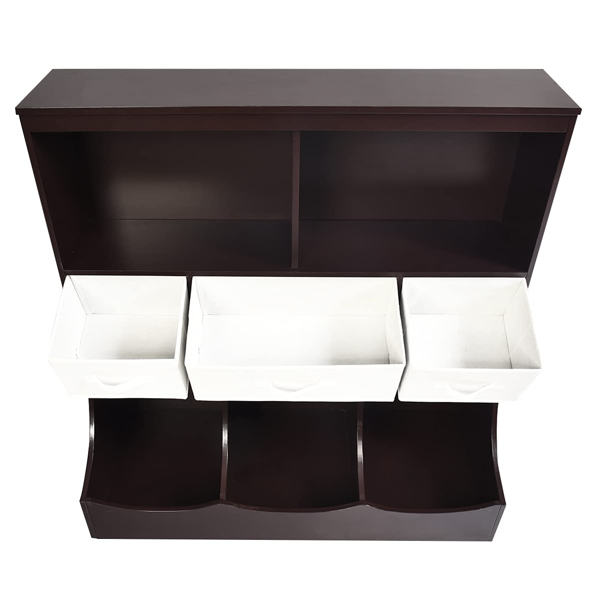 Toy Storage Organizer with 5 Open Cubes and 3 Removable Drawers