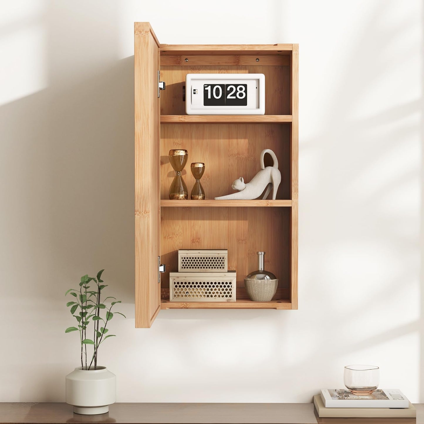 Wall Mounted Storage Cupboard with Single Door and Adjustable Shelves
