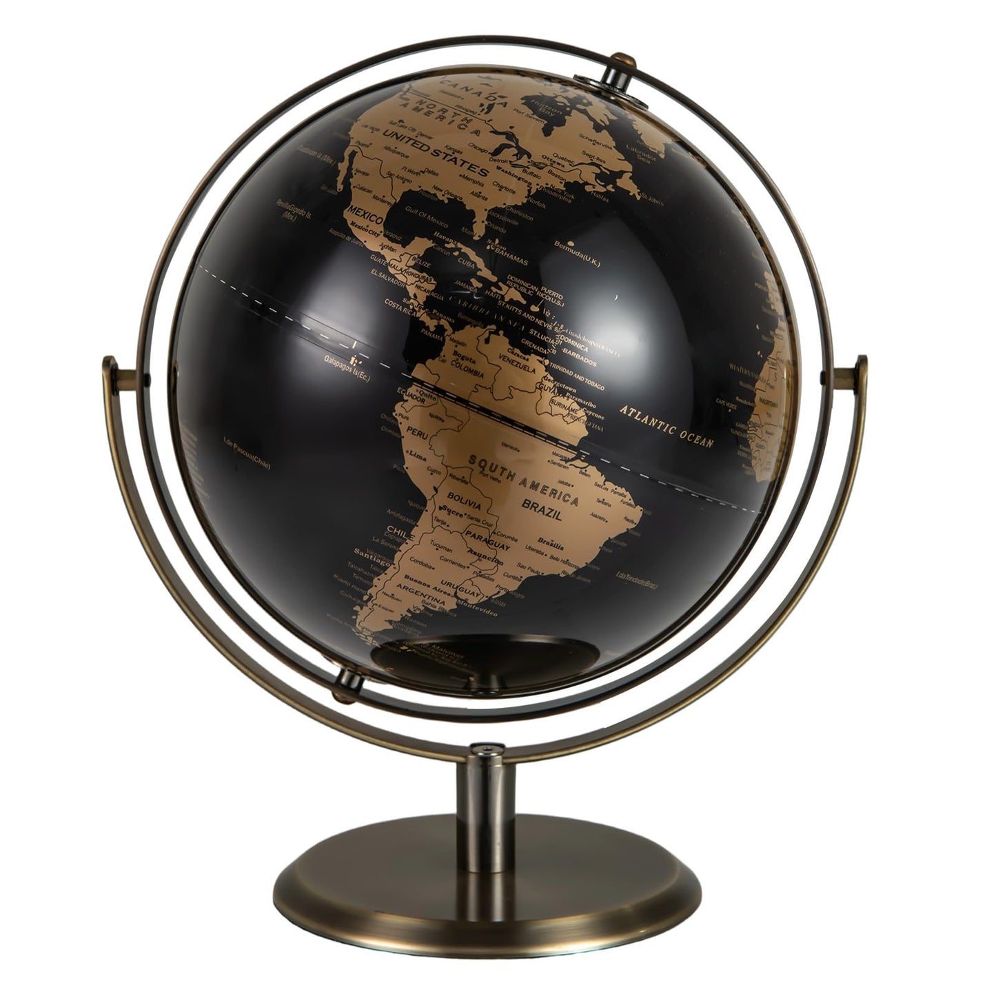 23CM Metallic Black World Globe with Metal Stand