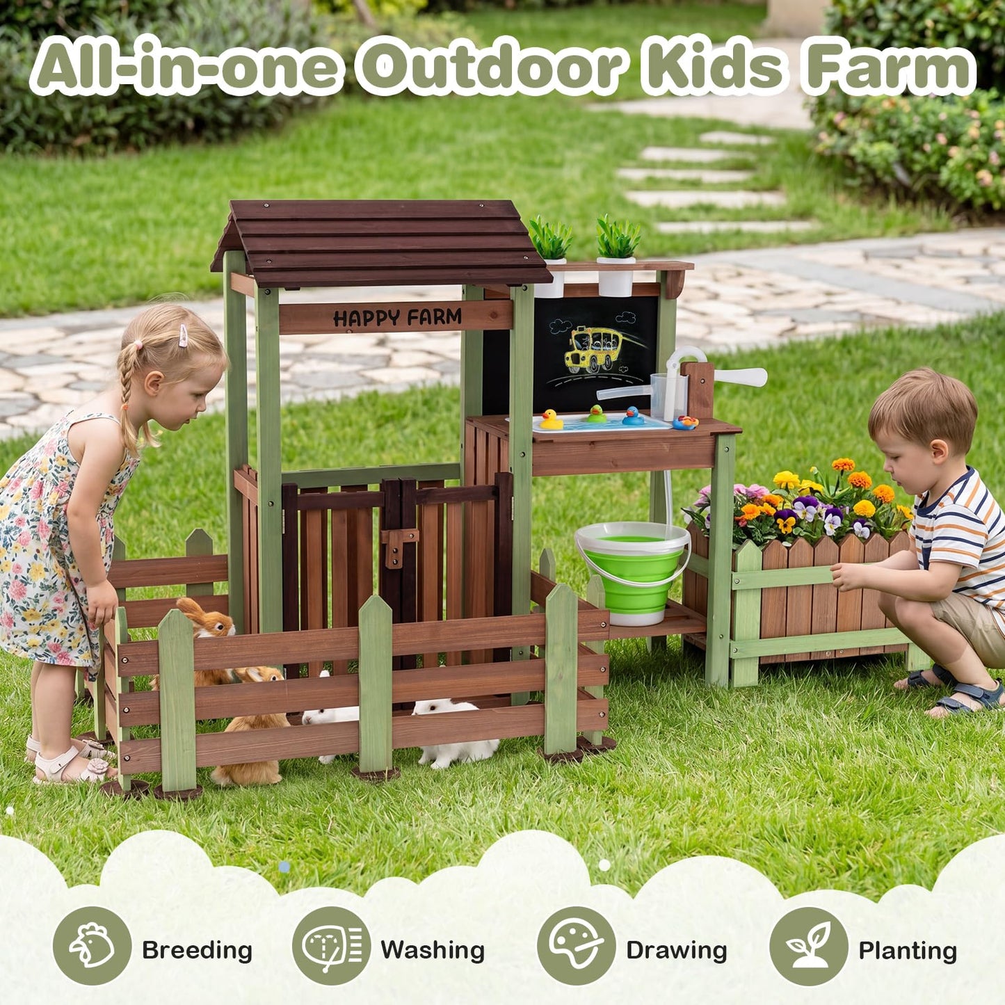 Outdoor Mud Farm Playset for Kids Age 3+