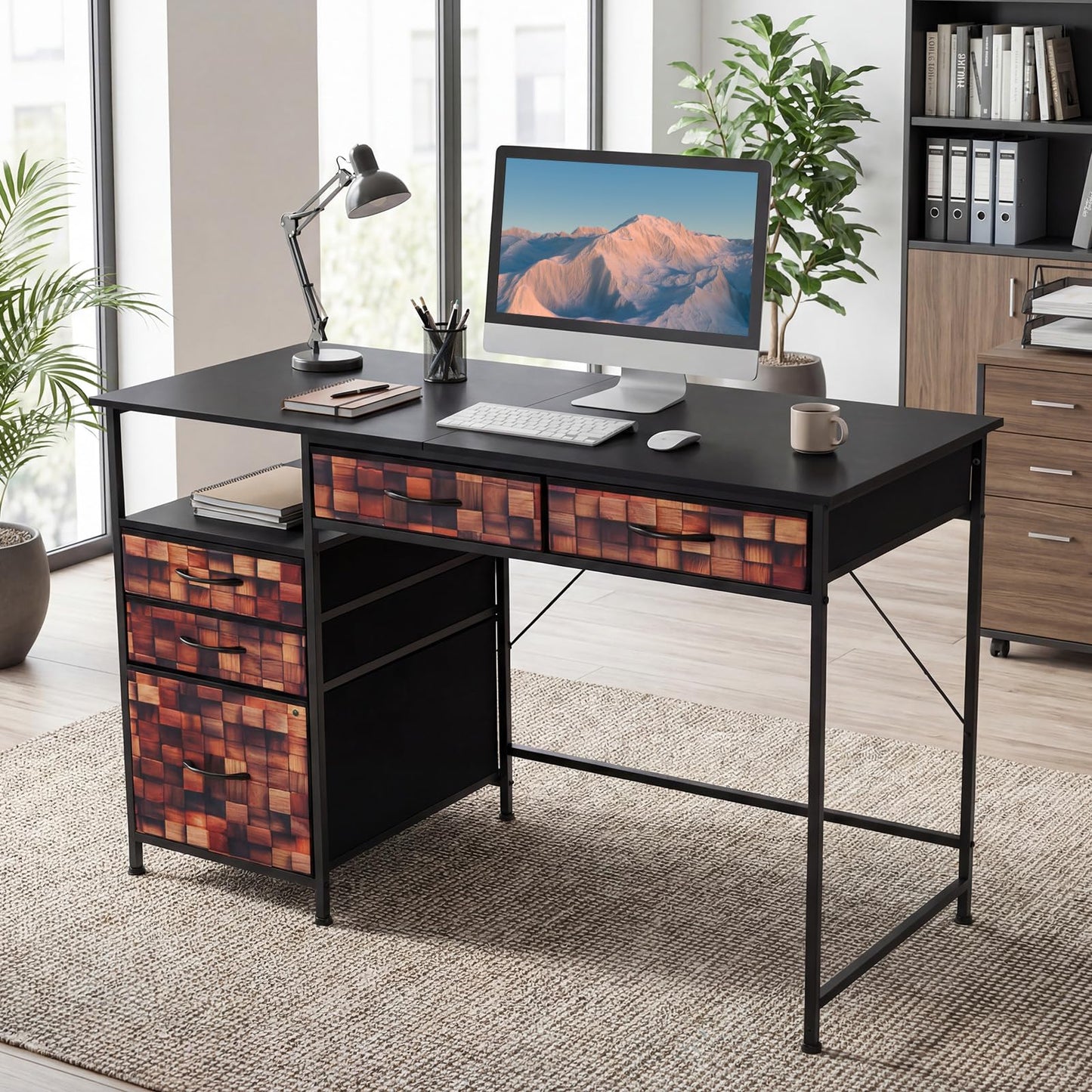 120 CM Computer Desk Home Office Desk with Metal Frame