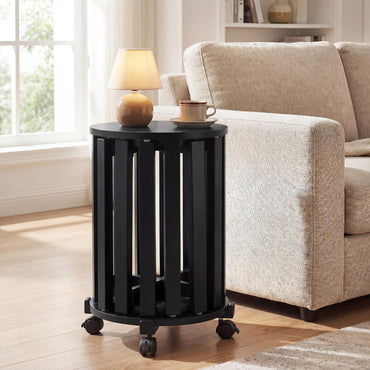Stackable Stools Set of 4 with Rolling Base Solid Rubber Wood Nesting Stools