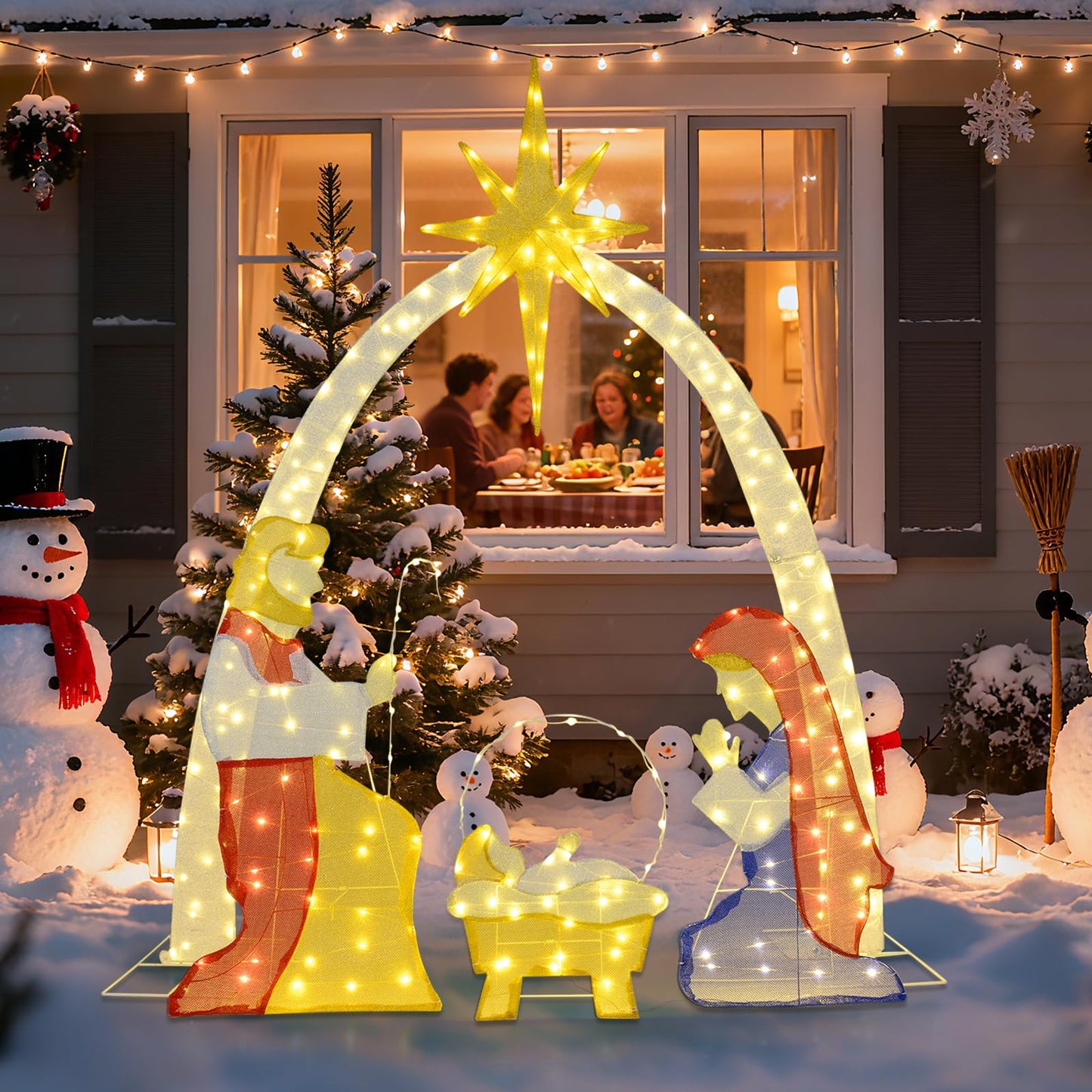 6 Ft Lighted Nativity Scene with 240 Warm White LED Lights