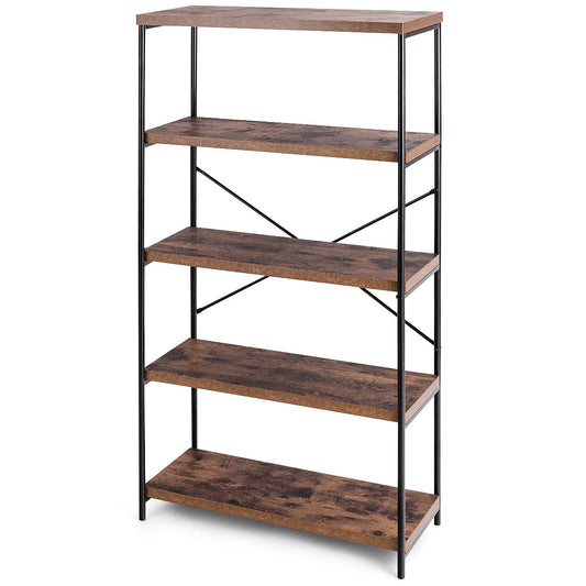 Freestanding Wooden 5-Tier Storage Bookshelf