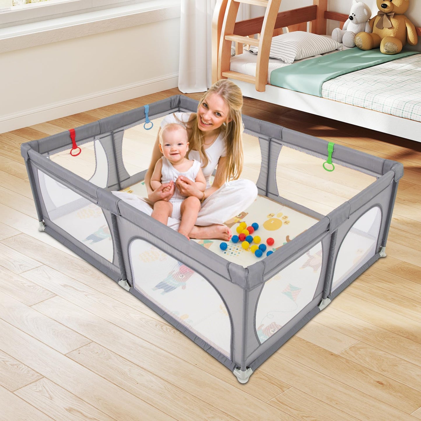 206 x 147cm Extra Large Toddler Fence with Mat