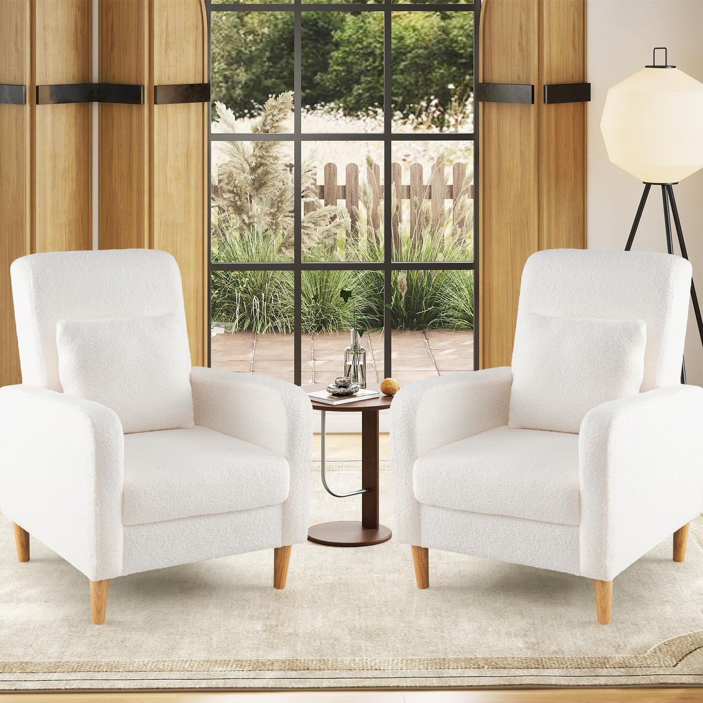 Modern Upholstered Sofa Chair with Lumbar Pillow for Living Room