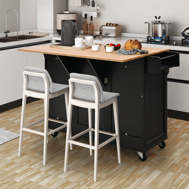 Drop-Leaf Kitchen Island on Wheels, Rolling Storage Trolley Cart