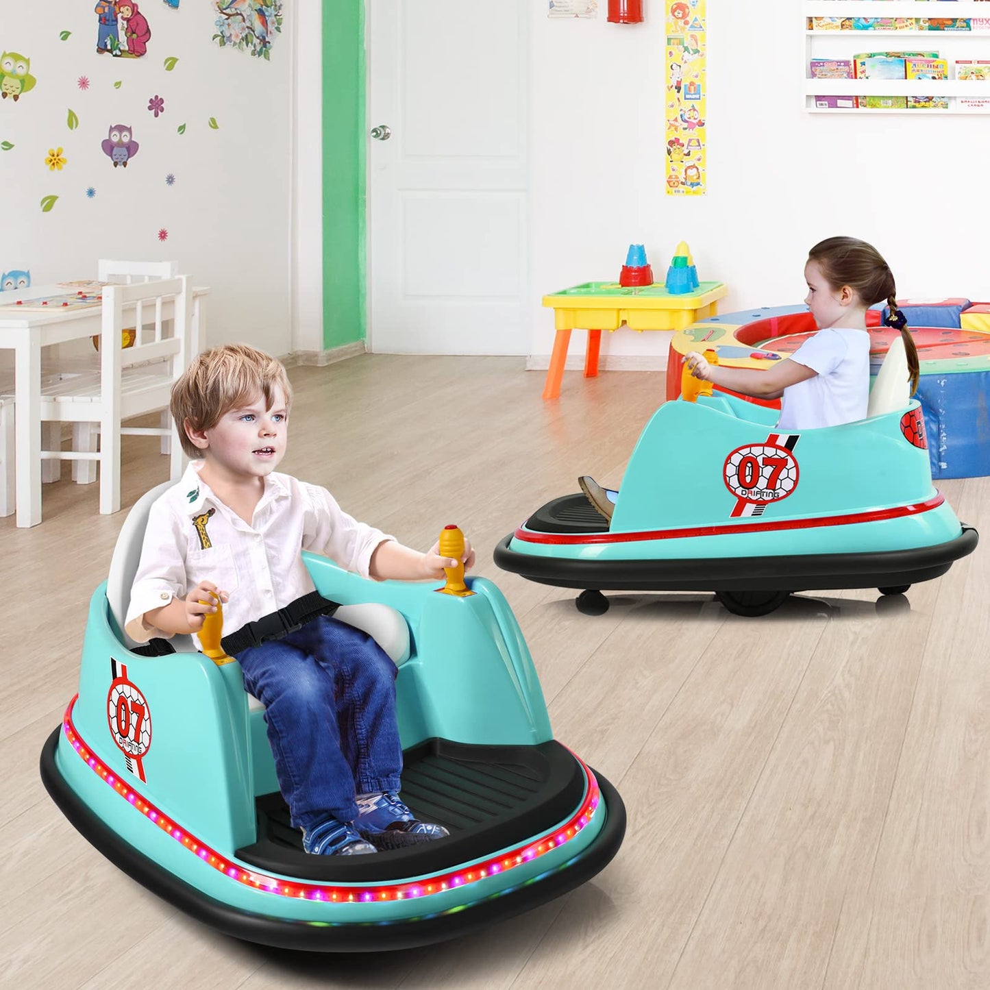 Kids Ride-On Bumper Car with Colorful Flashing Lights and Music
