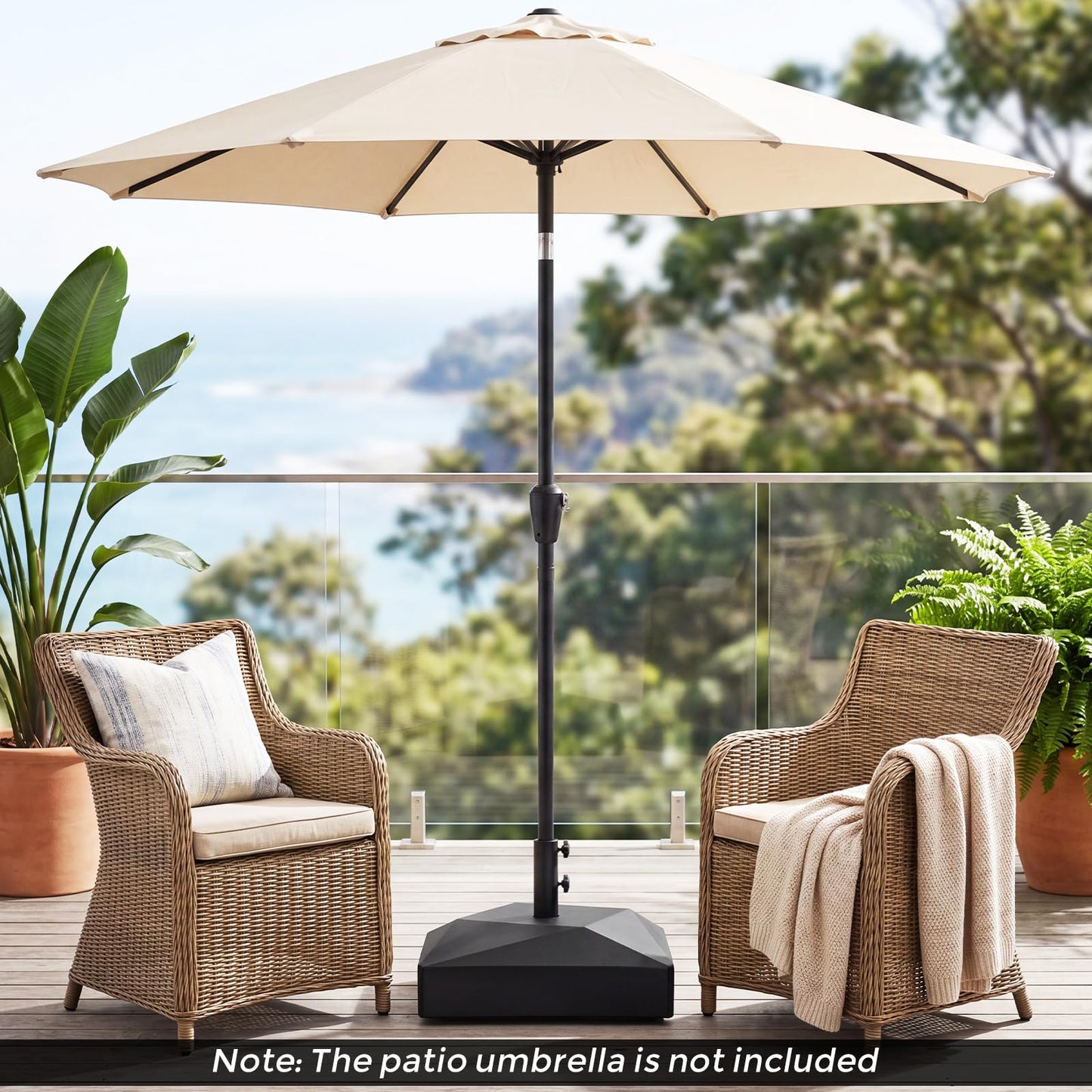 Water and Sand Fillable Umbrella Stand, Heavy Duty Square Market Table Umbrella Holder
