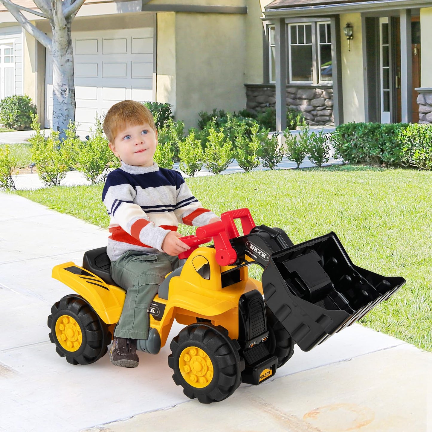 Kids Ride On Bulldozer Toy with Adjustable Bucket and Sound