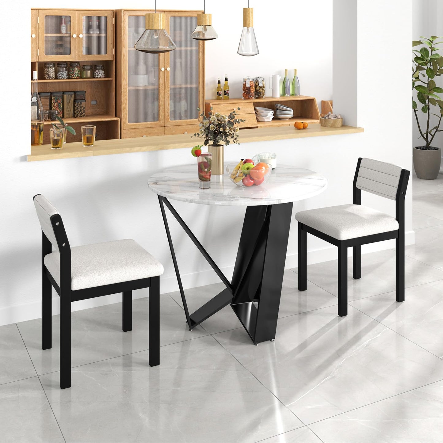 Imitation Lamb Fleece Home Chair with Upholstered Seat and Rubber Wood Legs