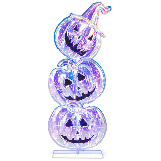 3.4 Ft Light up Stacked Pumpkins Halloween Decorations for Porch and Party