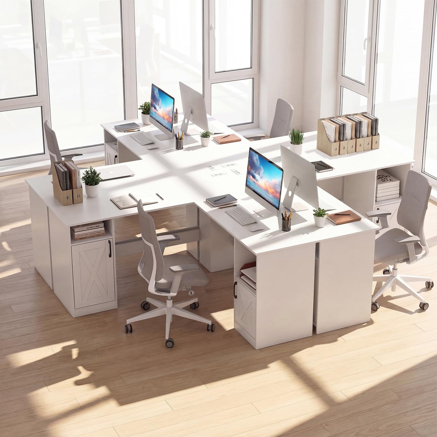 150 CM L Shaped Executive Desk with Charging Station