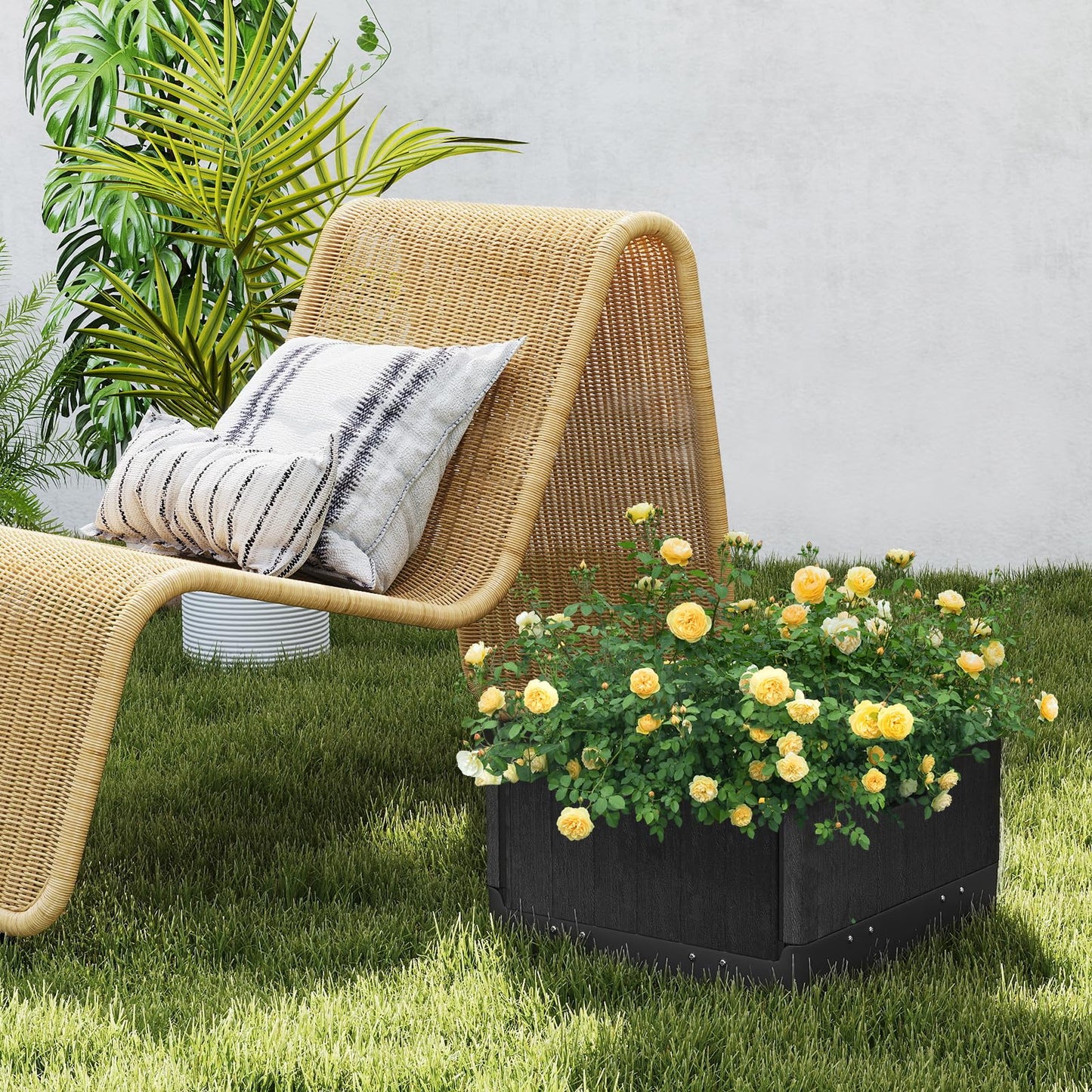 3-in-1 Patio Umbrella Base with Adjustable Tray and Weighted Bag