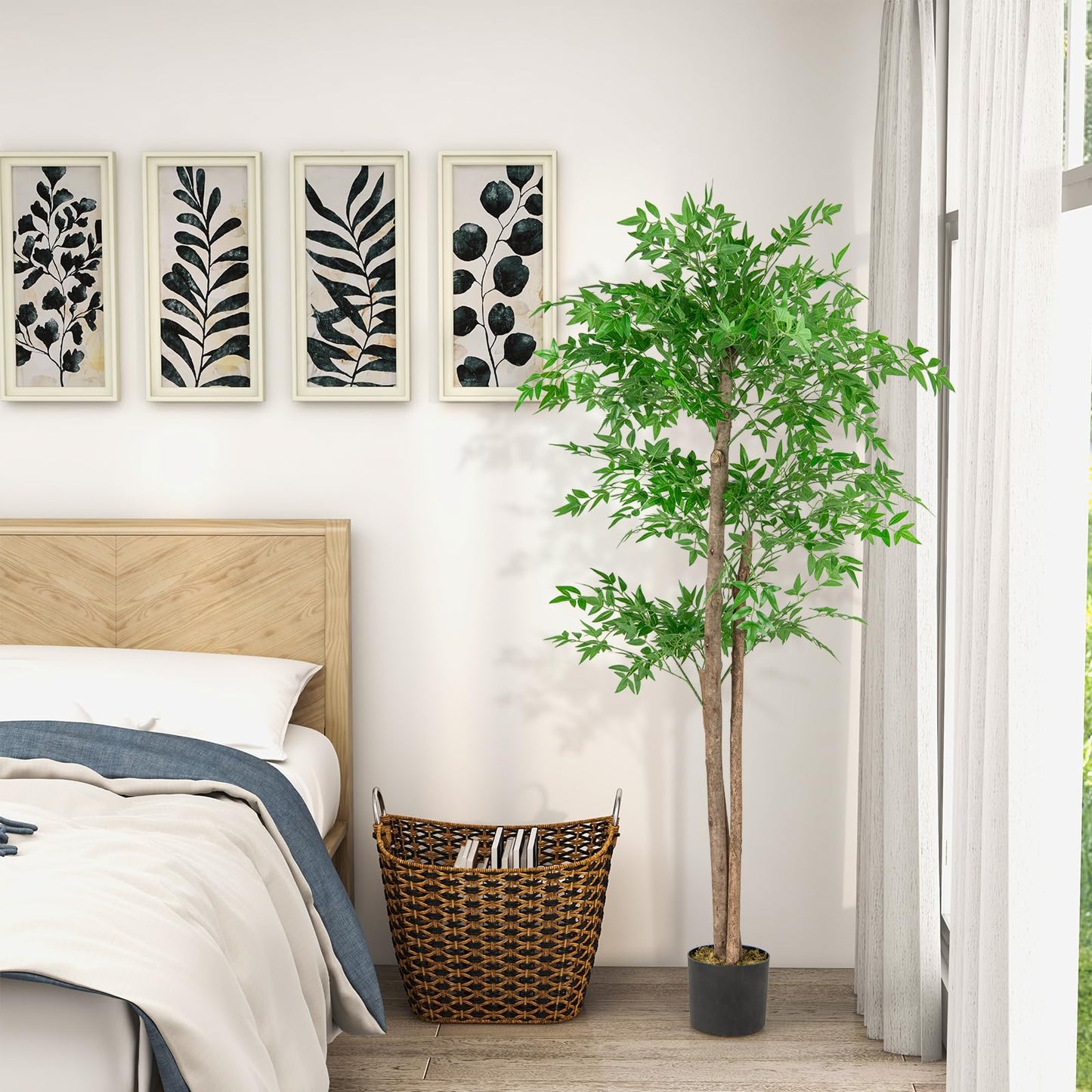 Artificial Bamboo Tree Faux Bamboo Plant with 1020 Leaves