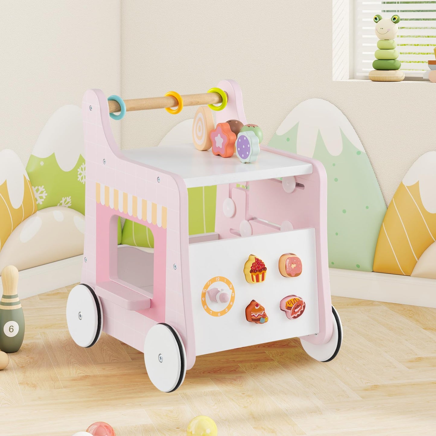 8 in 1 Toddler Push and Pull Learning Activity Center with Teaching Clock
