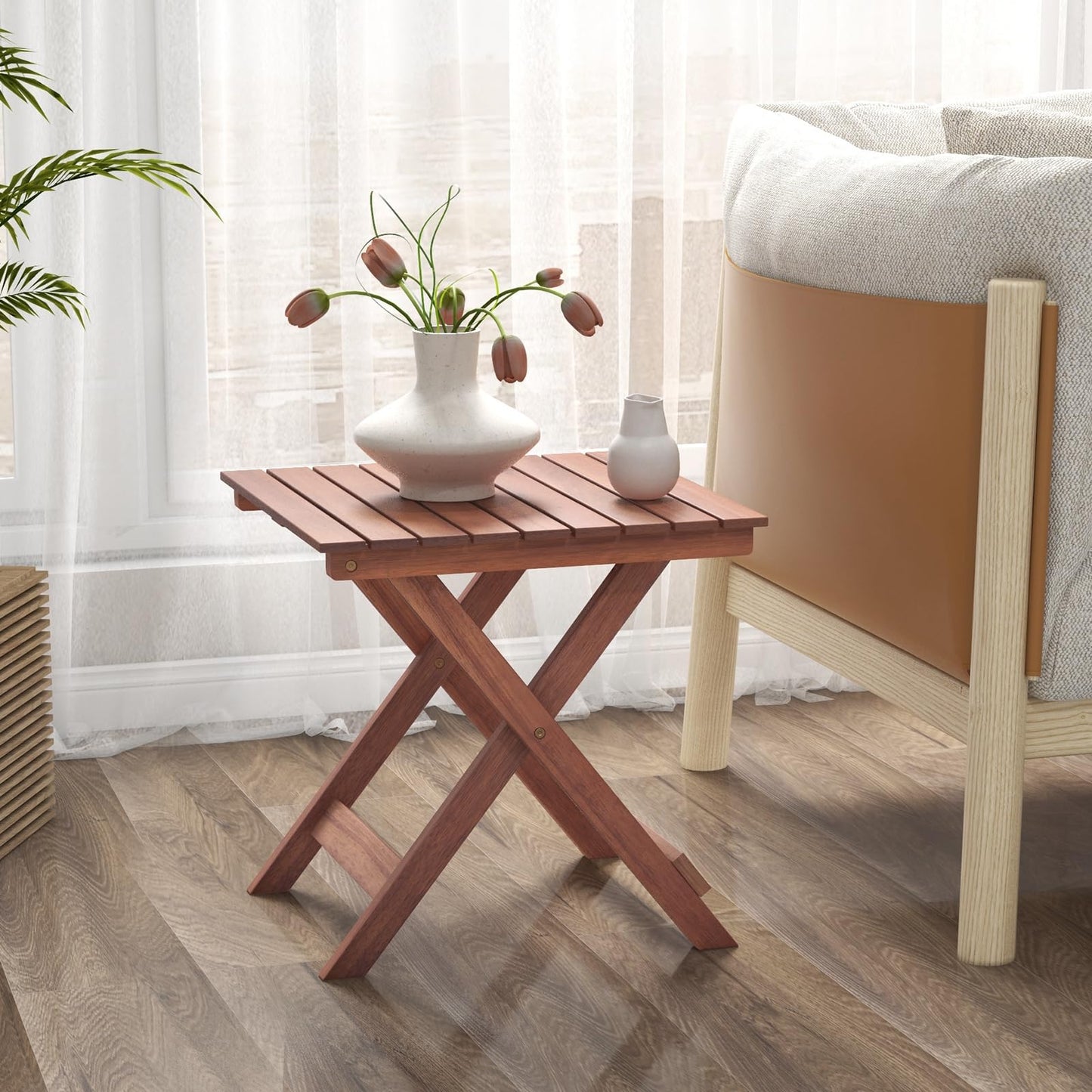 Folding Square Weather-Resistant Indoor Outdoor End Bistro Snack Table