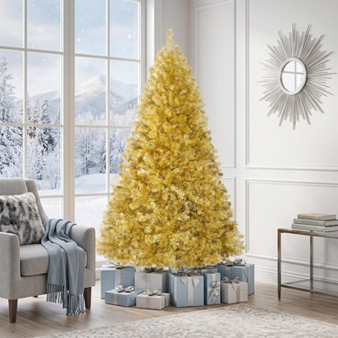 6FT Gold Artificial Christmas Tree, Hinged Xmas Pine Trees