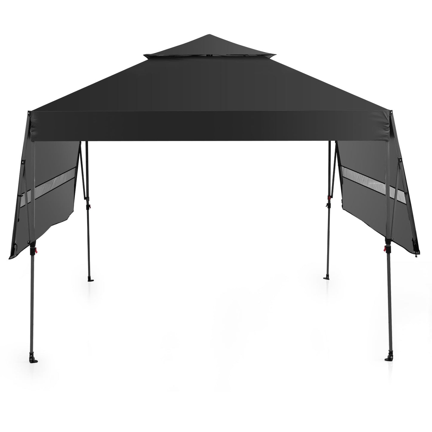 3 x 3m Rolling Pop up Gazebo with Adjustable Dual Awnings and Height
