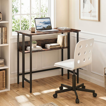 Small Folding Desk 80 CM with Storage Shelf & Drop Leaf for Home Office