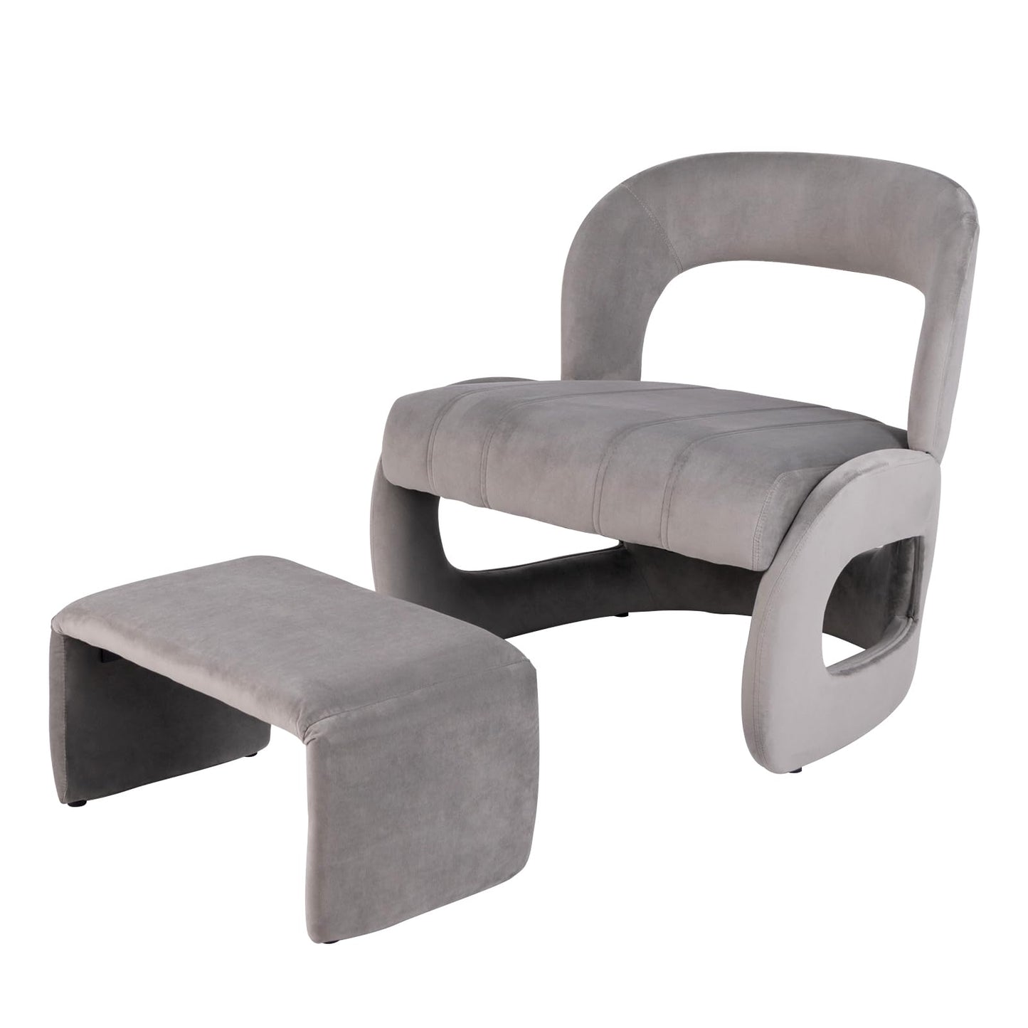 Accent Chair with Ottoman and Open Curved Back
